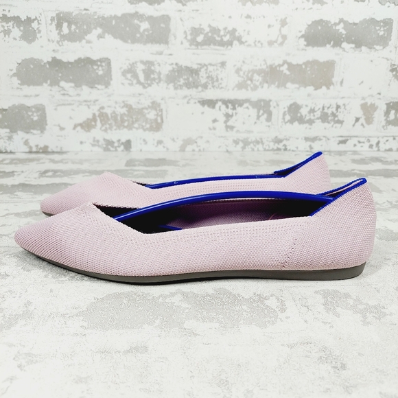 New Rothy's The Flat Pink Knit Pointy Toe Slip On Loafers W525